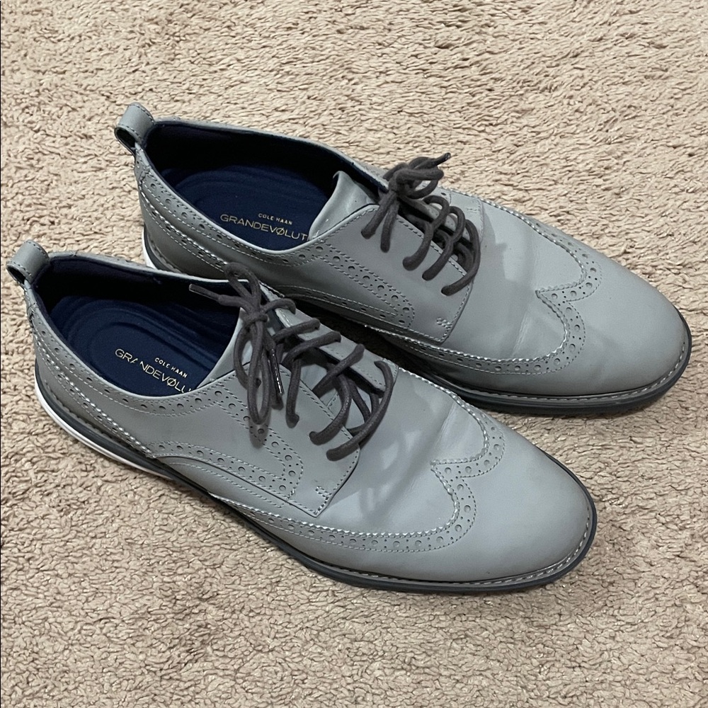 Cole Haan Gray Leather Oxfords